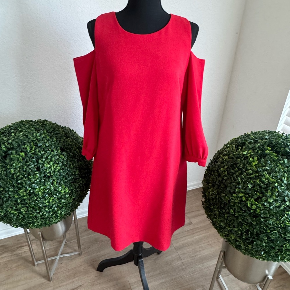 Eliza J Vibrant Red Cold Shoulder Dress